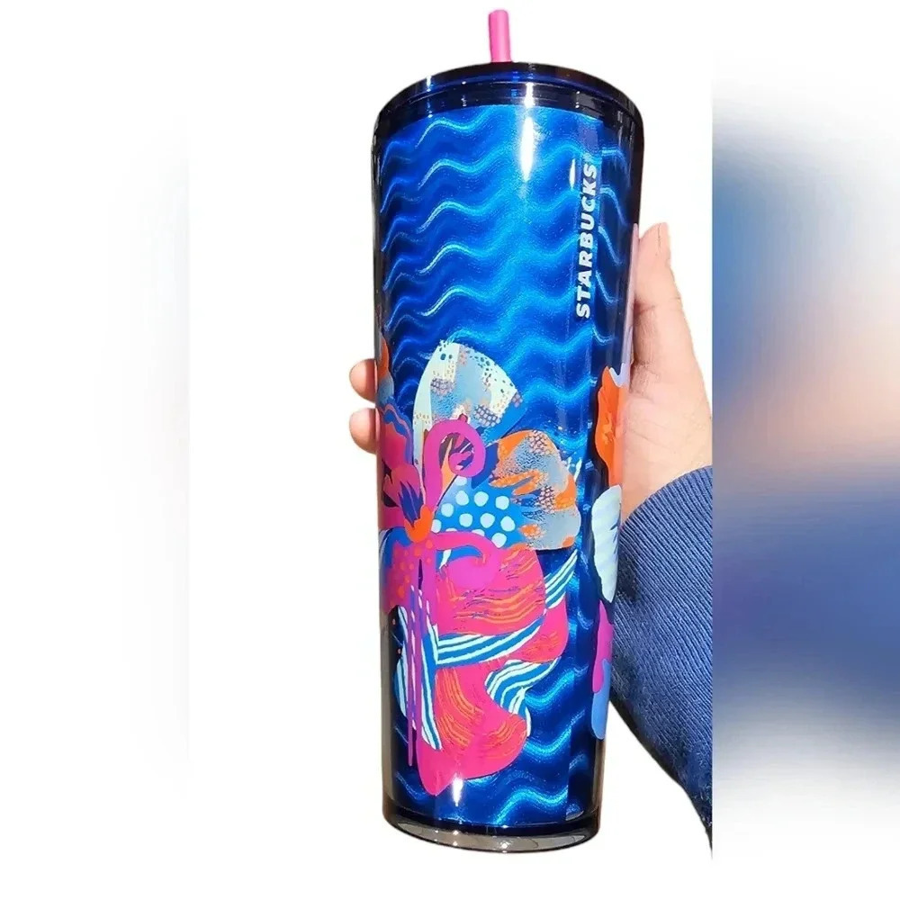 Starbucks Summer 2024 Blue Wave Tropic Summer Cold Cup Tumbler. 24oz. Venti NWT - Picture 1 of 6